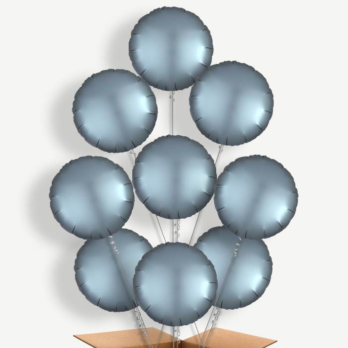 Steel Blue Satin Circle Helium Balloon Bundle | Party Save Smile