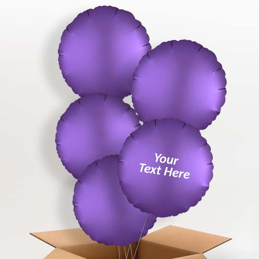 Dark Purple Satin Circle Helium Balloon in a Box - 5 Balloon | Party Save Smile