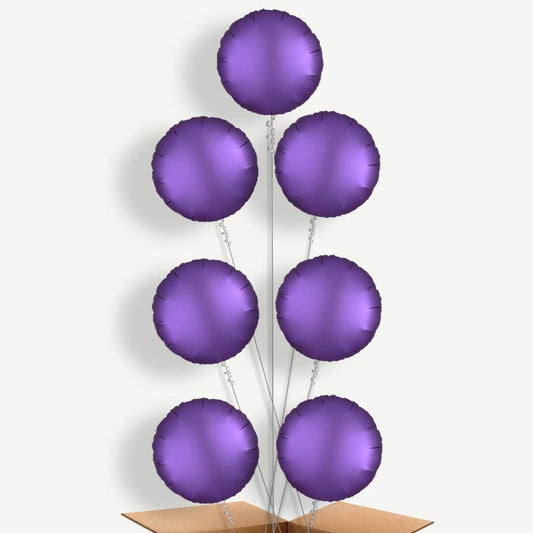 Dark Purple Satin Circle Helium Balloon Arrangement | Party Save Smile