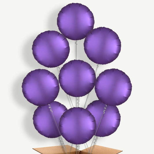 Dark Purple Satin Circle Helium Balloon Bundle | Party Save Smile