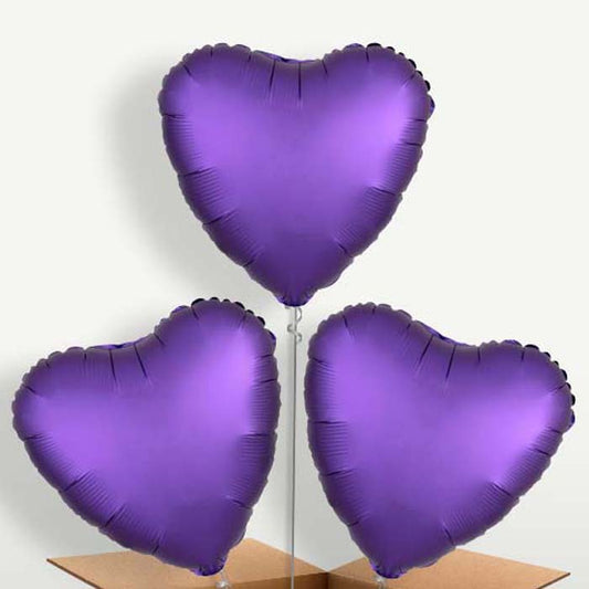 Dark Purple Satin Heart Bunch of Balloons | Party Save Smile