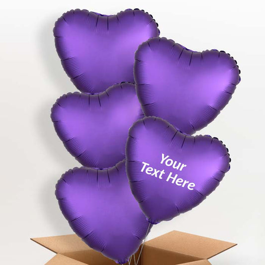 Dark Purple Satin Heart Helium Balloon in a Box - 5 Balloon | Party Save Smile