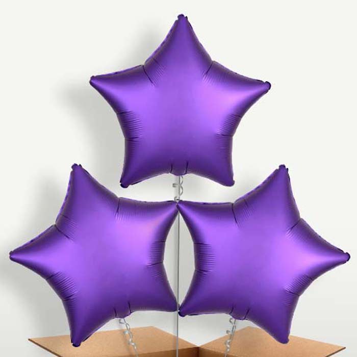 Dark Purple Satin Star Bunch of Balloons | Party Save Smile