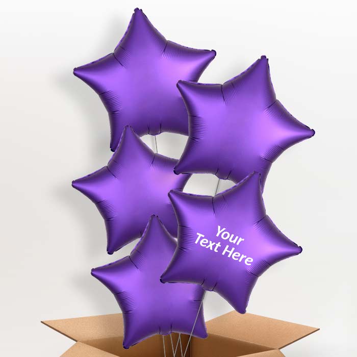 Dark Purple Satin Star Helium Balloon in a Box - 5 Balloon | Party Save Smile