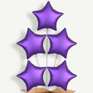 Dark Purple Satin Star 5 Helium Cluster Balloons