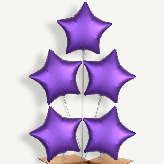 Dark Purple Satin Star Helium Cluster Balloons | Party Save Smile