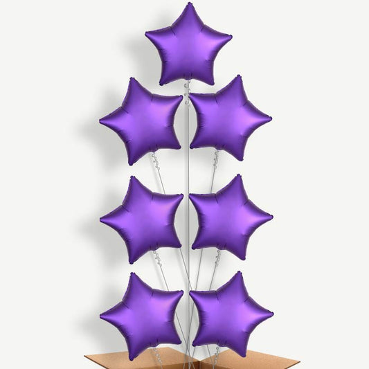 Dark Purple Satin Star Helium Balloon Arrangement | Party Save Smile