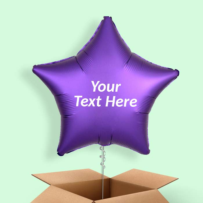 Dark Purple Satin Star Helium Balloon in a Box - 1 Balloon | Party Save Smile