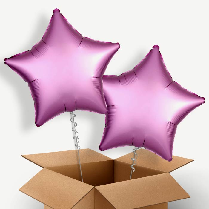 Hot Pink Flamingo Satin Star Helium Balloon Pair | Party Save Smile