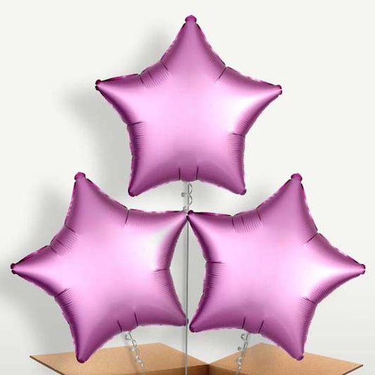Hot Pink Flamingo Satin Star Balloons in a Bunch | Party Save Smile