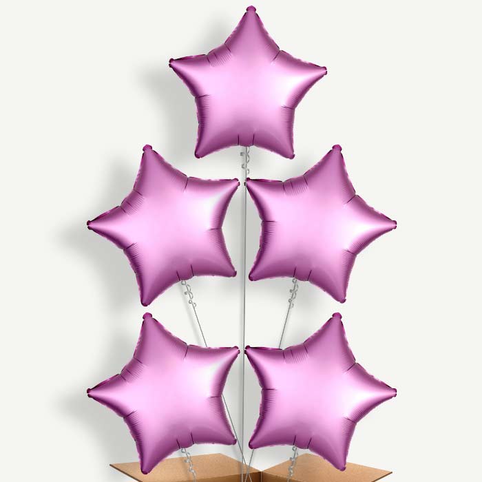 Hot Pink Flamingo Satin Star Helium Cluster Balloons | Party Save Smile