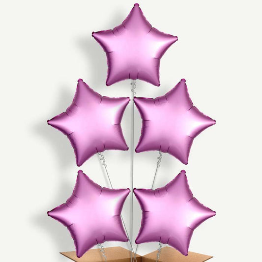 Hot Pink Flamingo Satin Star Helium Cluster Balloons | Party Save Smile