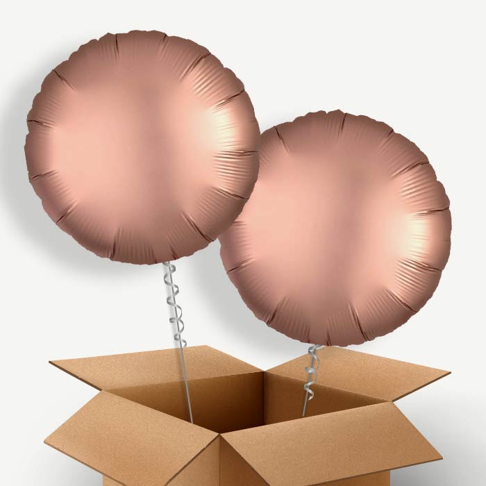 Rose Copper Satin Circle Helium Balloon Couple | Party Save Smile