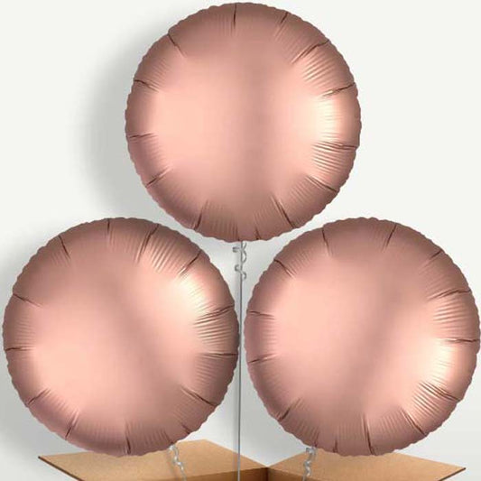Rose Copper Satin Circle Trio Balloon Bunch | Party Save Smile