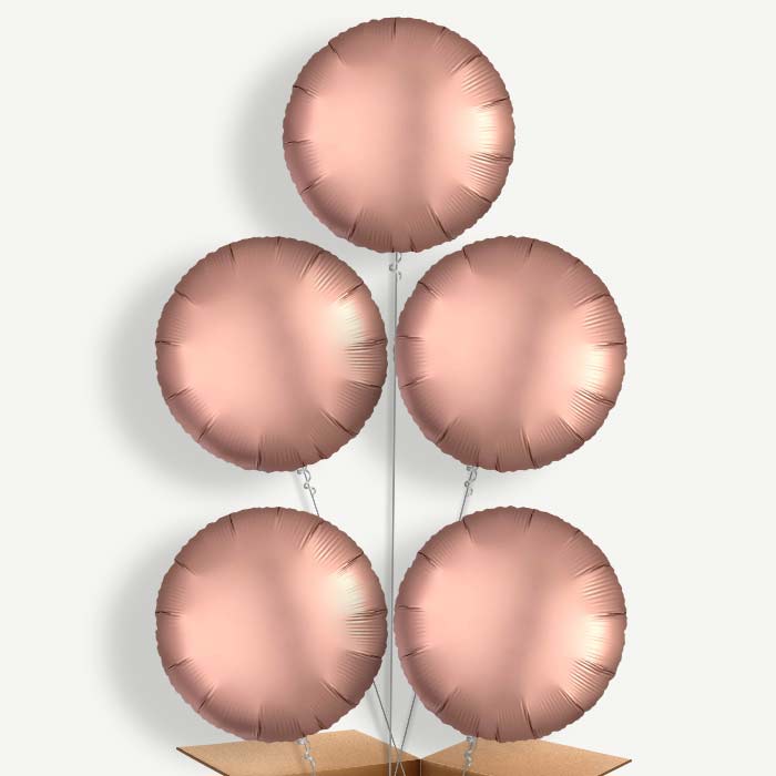 Rose Copper Satin Circle Helium Cluster Balloons | Party Save Smile