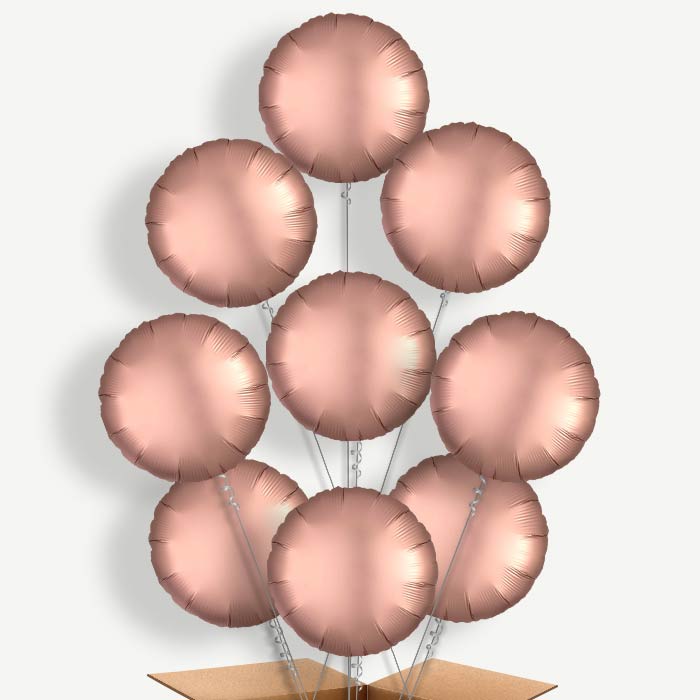 Rose Copper Satin Circle Helium Balloon Bundle | Party Save Smile