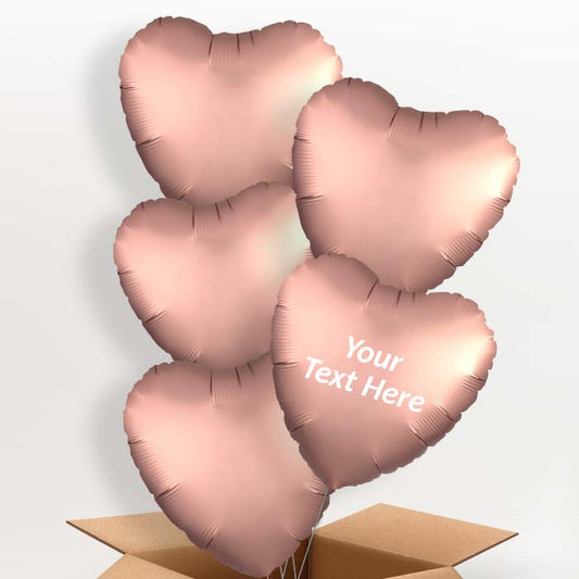 Rose Copper Satin Heart Helium Balloon in a Box - 5 Balloon | Party Save Smile