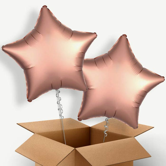 Rose Copper Satin Star Helium Balloon Couple | Party Save Smile