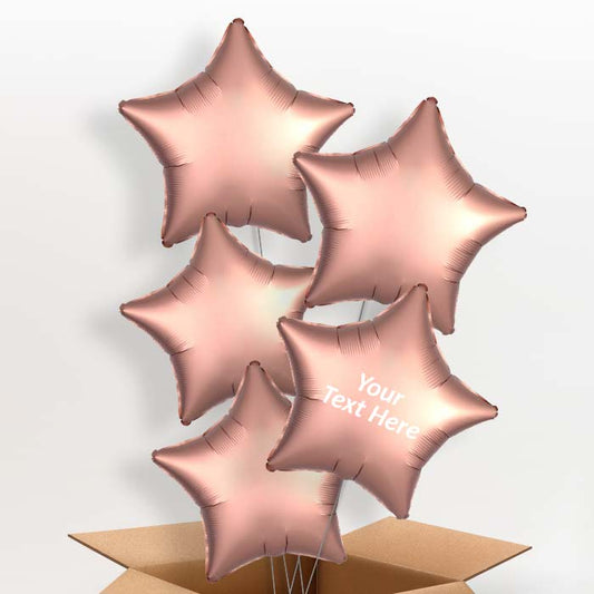 Rose Copper Satin Star Helium Balloon in a Box - 5 Balloon | Party Save Smile
