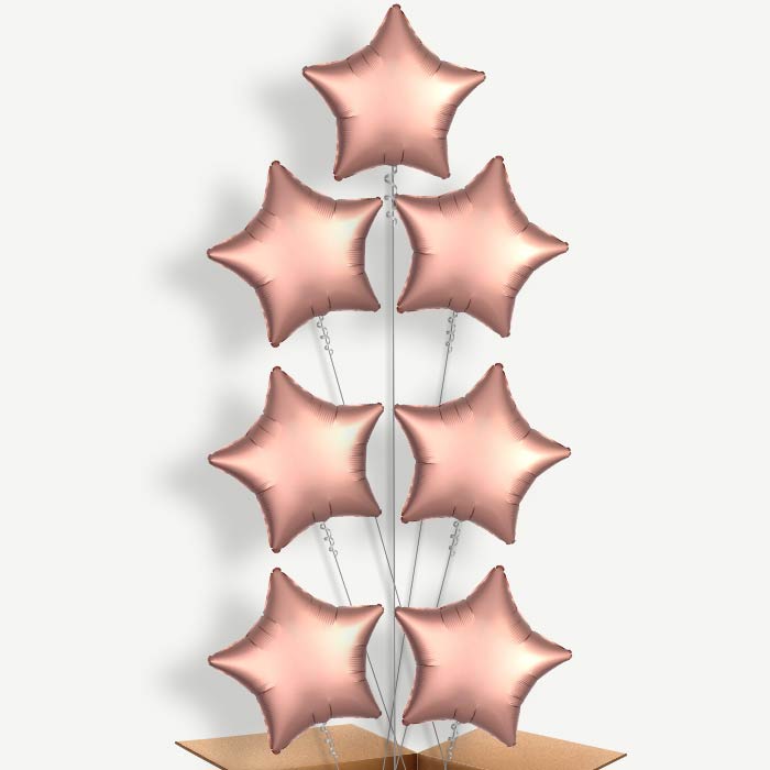 Rose Copper Satin Star Helium Balloon Arrangement | Party Save Smile