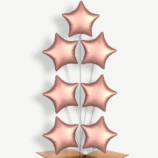 Rose Copper Satin Star Helium Balloon Arrangement | Party Save Smile