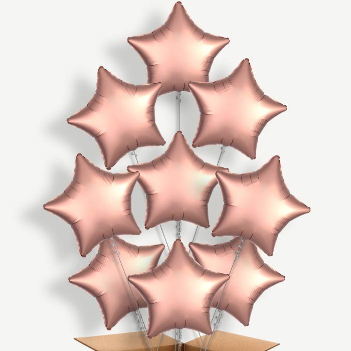 Rose Copper Satin Star Helium Balloon Bundle | Party Save Smile