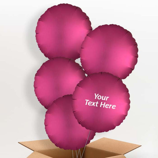 Personalisable Pomegranate Pink Circle Balloons in a Box - 5 Balloon | Party Save Smile