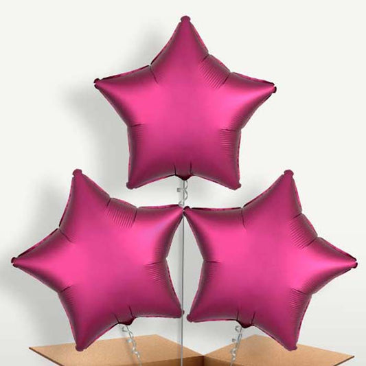 Hot Pink Star Balloon Bunches  inflated with Helium | Party Save Smile