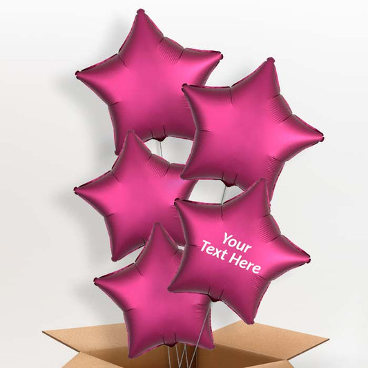 Hot Pink Star Helium Balloons in a Box - 5 Balloon | Party Save Smile