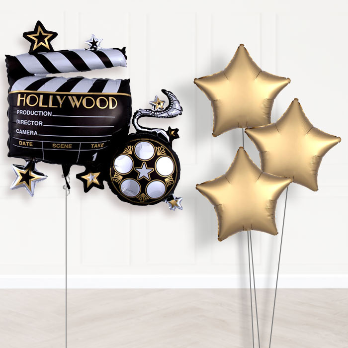 Lights Camera Action Balloon Bouquet Delivery - 1 x Giant Balloon with Plain Bouquet | Party Save Smile