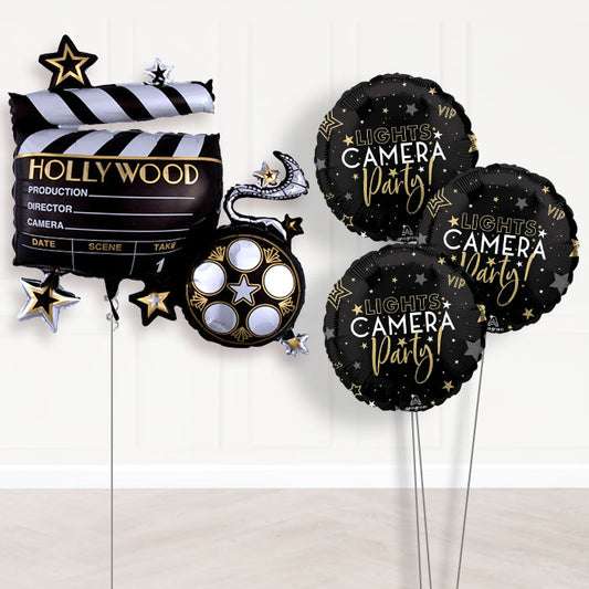 Lights Camera Action Balloon Bouquet Delivery - 1 x Giant Balloon with Themed Bouquet | Party Save Smile