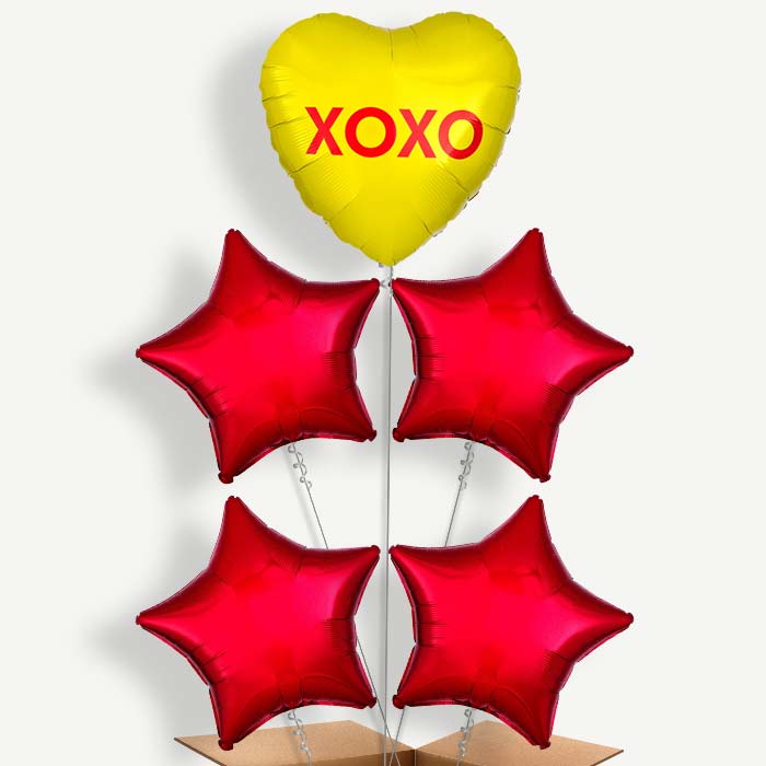 XOXO Candy Heart Helium Balloon Cluster  | Party Save Smile