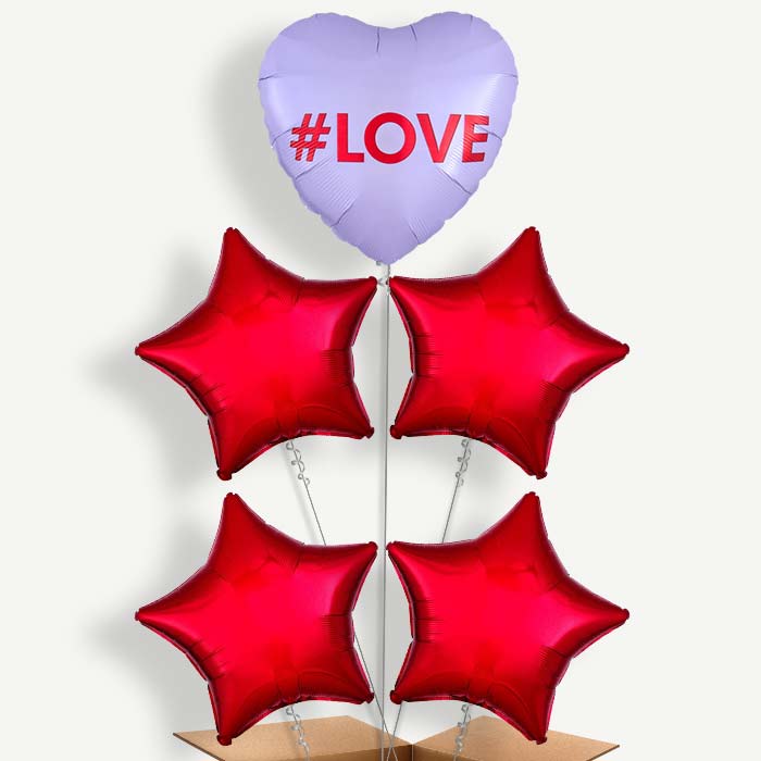 #Love Candy Heart Balloon Cluster Inflated with Helium | Party Save Smile