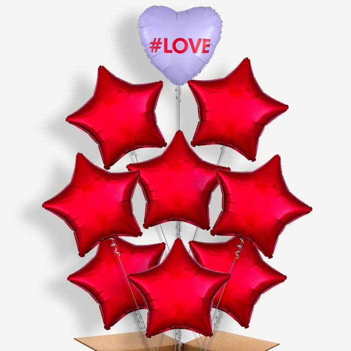 #Love Candy Heart Balloon Bundle Inflated with Helium | Party Save Smile