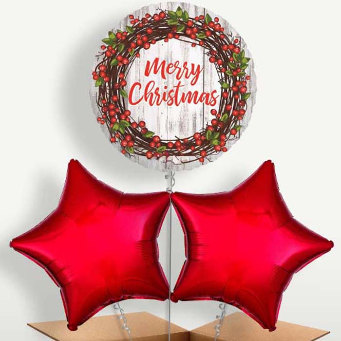 Rustic Merry Christmas Helium Bunch of Balloons | Party Save Smile