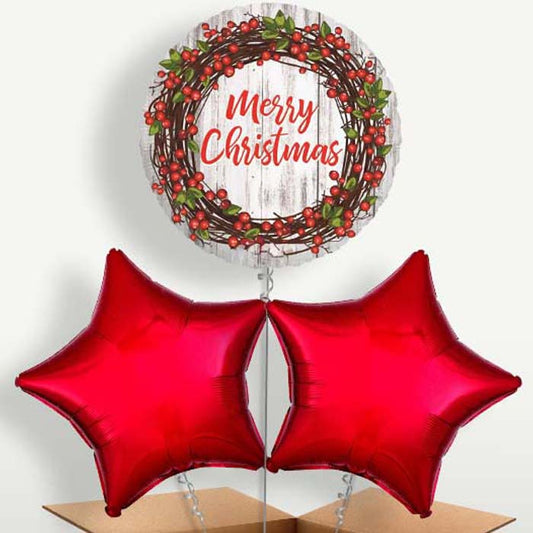 Rustic Merry Christmas Helium Bunch of Balloons | Party Save Smile