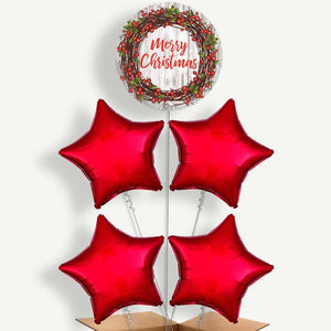 Rustic Merry Christmas 5 Helium Balloon Cluster