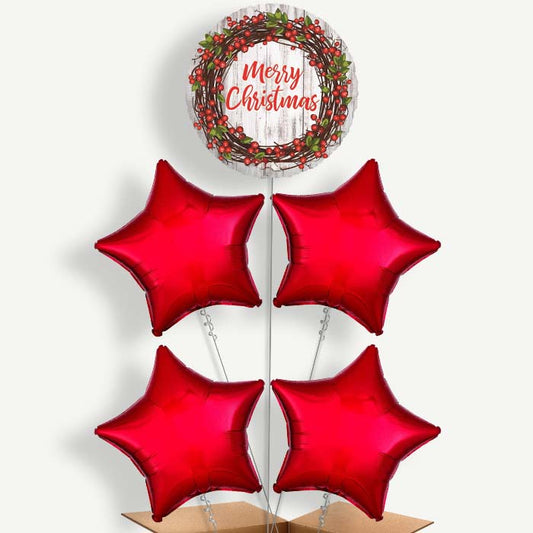 Rustic Merry Christmas Helium Balloon Cluster  | Party Save Smile