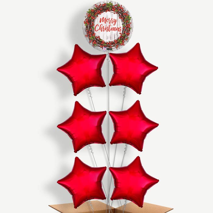 Rustic Merry Christmas Helium Balloon Arrangement | Party Save Smile