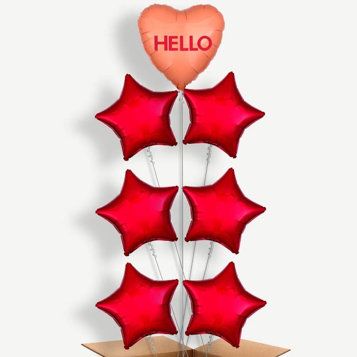 Hello Candy Heart Balloon Arrangement Inflated with Helium | Party Save Smile