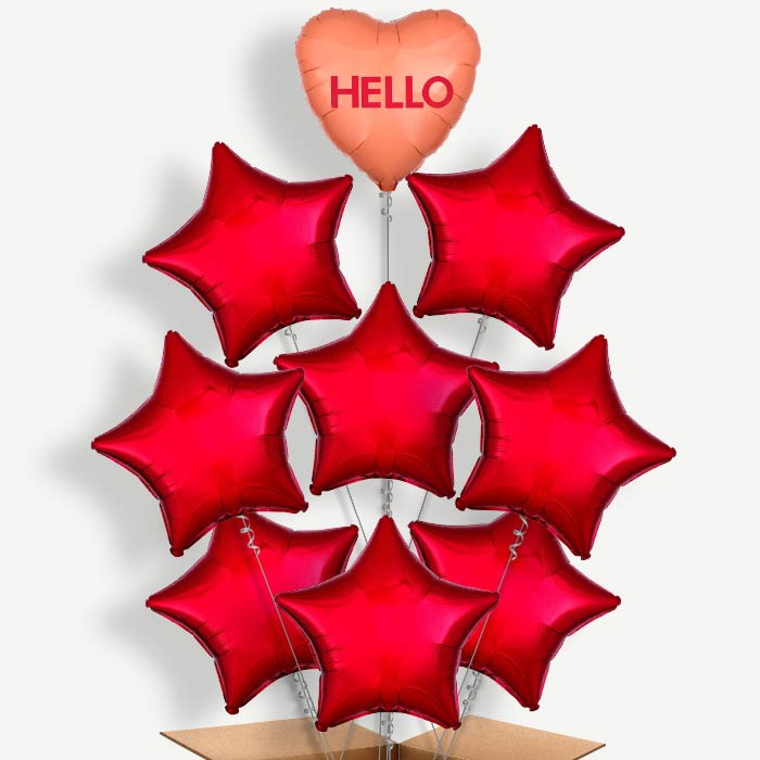 Hello Candy Heart Balloon Bundle Inflated with Helium | Party Save Smile