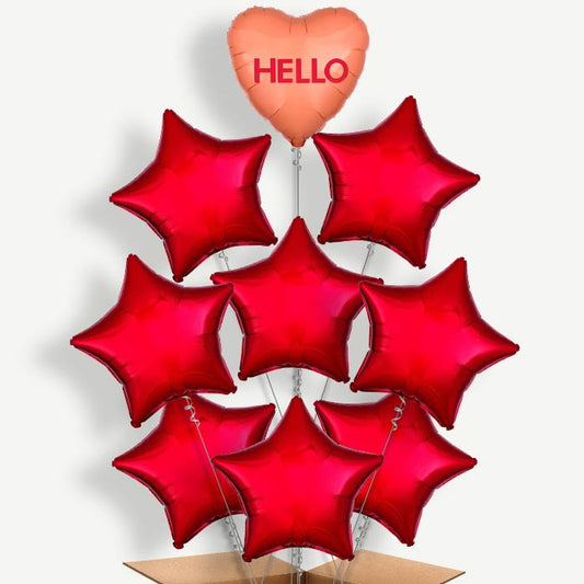 Hello Candy Heart Balloon Bundle Inflated with Helium | Party Save Smile