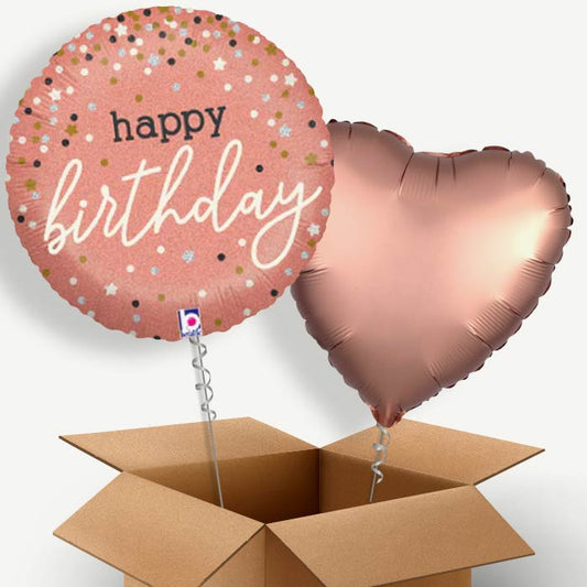 Rose Gold Happy Birthday Helium Balloon Couple | Party Save Smile