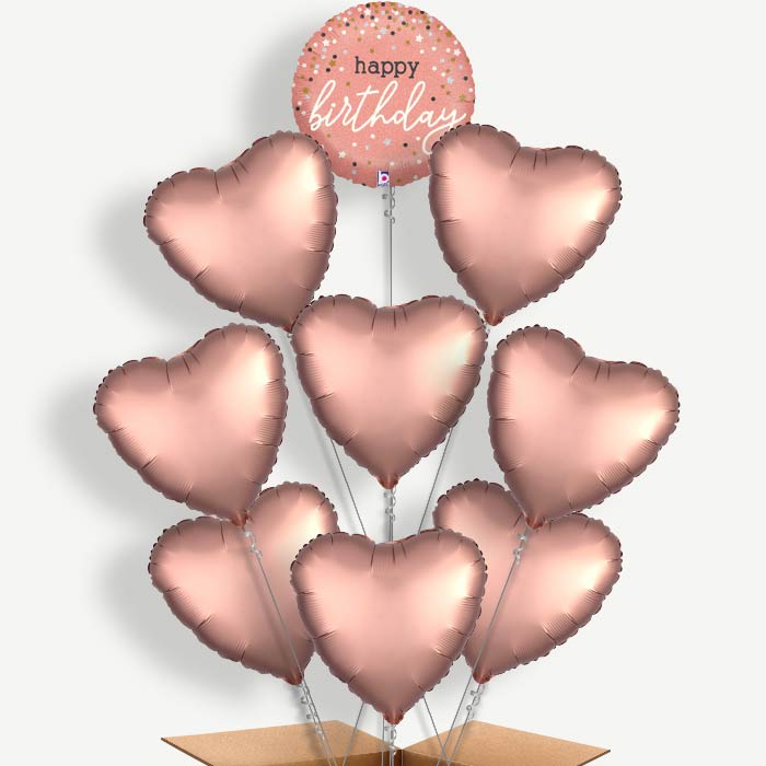 Rose Gold Happy Birthday Helium Balloon Bundle | Party Save Smile