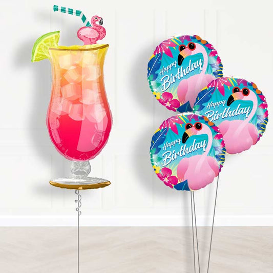 Birthday Tropical Cocktail Balloon Bouquet Delivery - Themed Bouquet | Party Save Smile