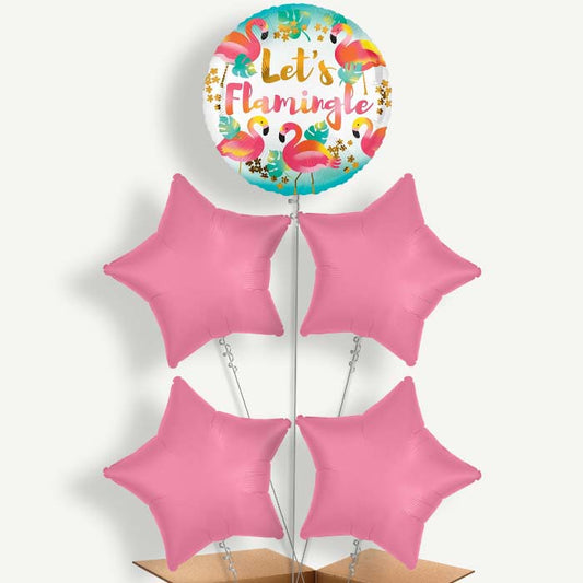 Flamingo Flamingle Balloon Cluster Inflated with Helium | Party Save Smile