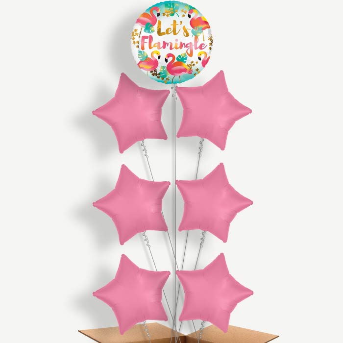 Flamingo Flamingle Balloon Arrangement Inflated with Helium | Party Save Smile