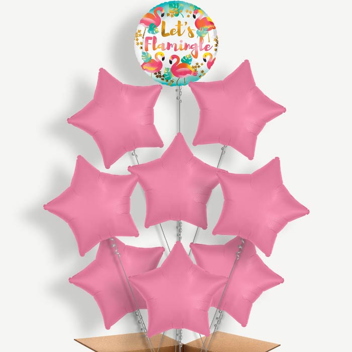 Flamingo Flamingle Balloon Bundle Inflated with Helium | Party Save Smile