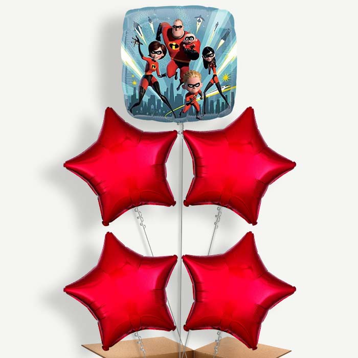 Incredibles 2 Balloon Clusters Inflated with Helium | Party Save Smile