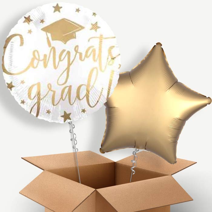 White Graduation Helium Balloon Two | Party Save Smile